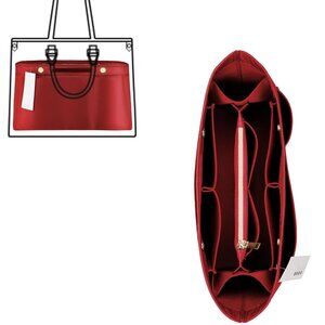 Womens Purse Organizer Insert For Speedy Neverful Tote Handbags Size SMALL RED